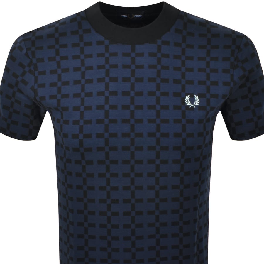 Fred Perry Geometric T Shirt Navy | Mainline Menswear United